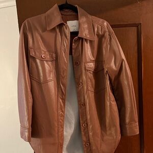 Aritzia/Wilfred Tan Faux Leather Jacket